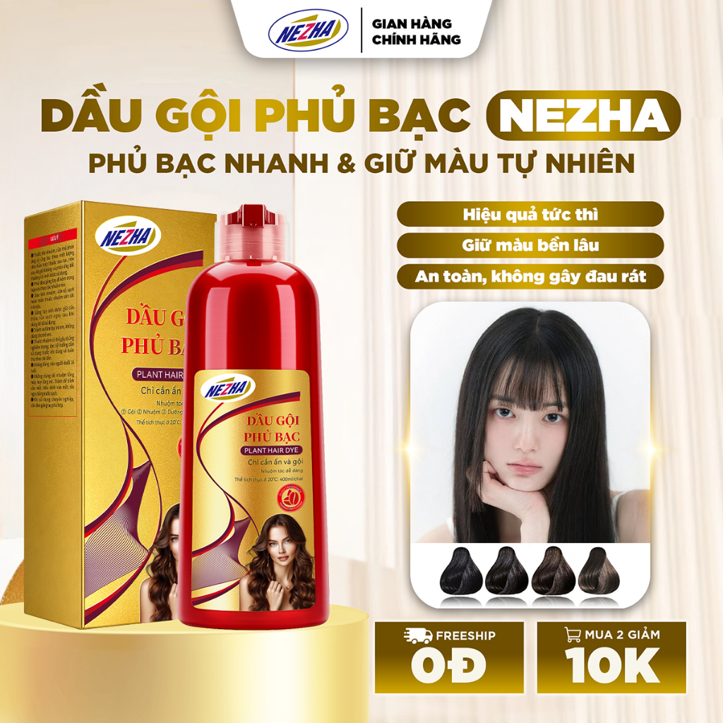 Dầu gội phủ bạc Nezha 400ml chính hãng. Dầu gội nhuộm tóc ĐEN, NÂU bền màu. Dưỡng Tóc Chăm Sóc Tóc Nam Nữ Top 3 sản phẩm nổi bật 2026 - Dầu gội phủ bạc Nezha 400ml chính hãng. Dầu gội - #2
