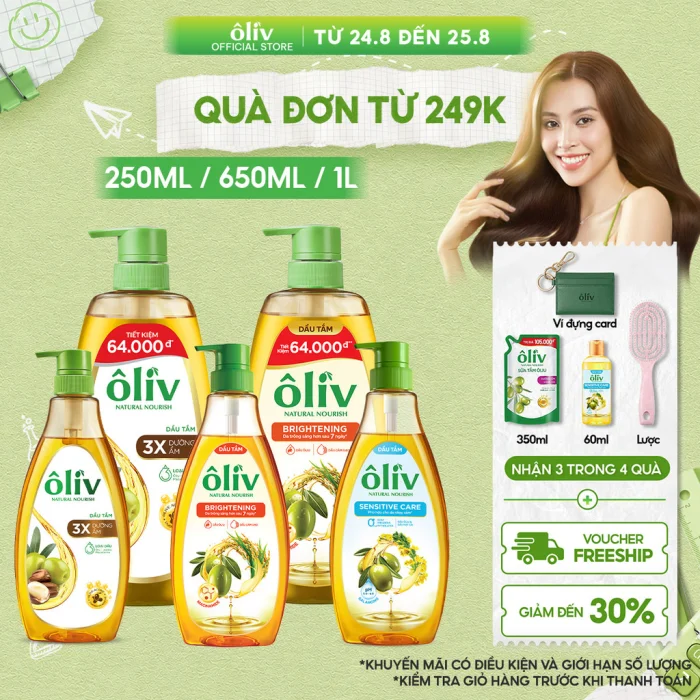 top 3 sản phẩm tiêu dùng thiết yếu - Dầu Tắm ÔLIV 3X Dưỡng Ẩm/Dưỡng Sáng Da/Dành Cho Làn - #1