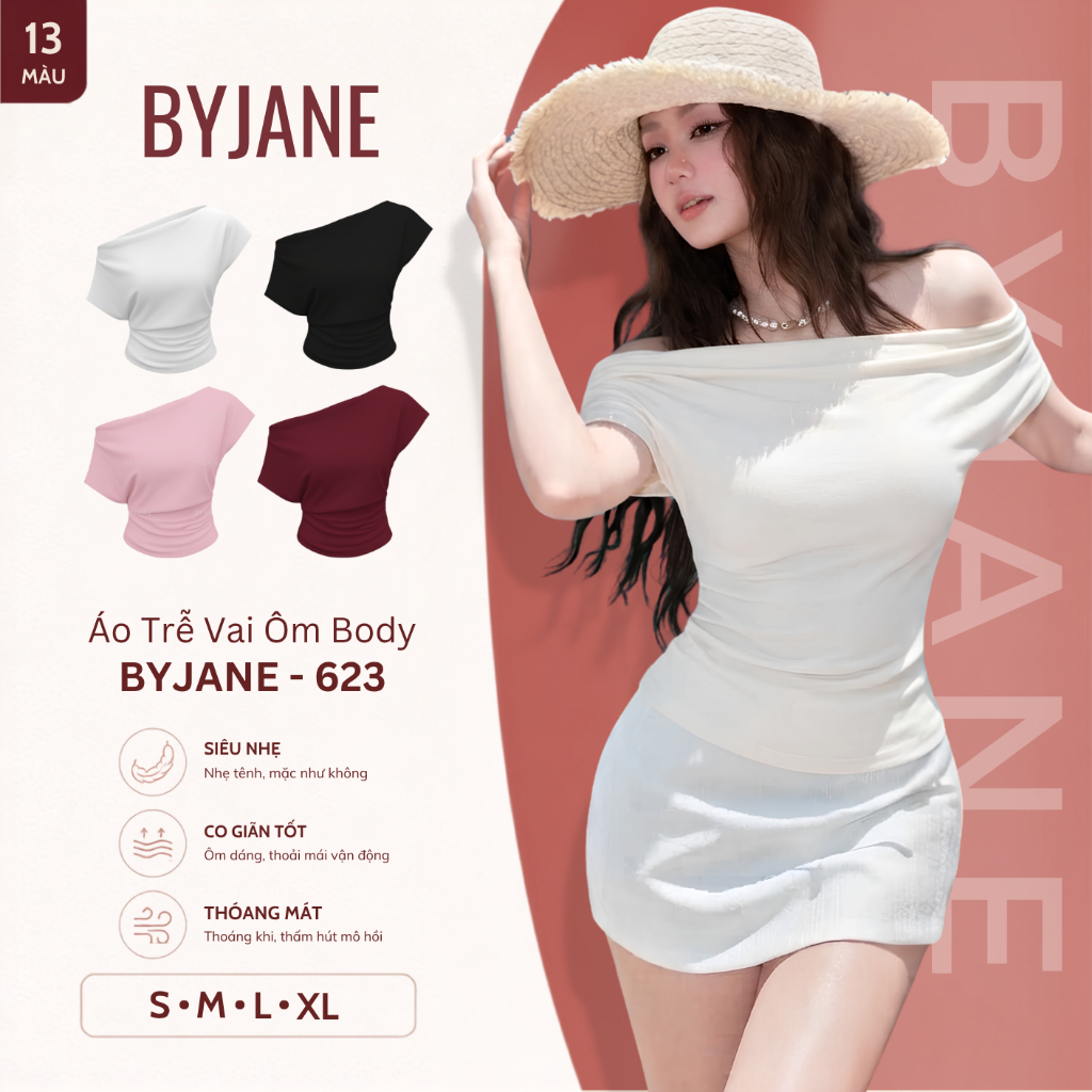 Áo Thun Nữ Trễ Vai BYJANE - [MÀU MỚI] Áo Thun Nữ Trễ Vai Tay Ngắn Cotton - đánh giá thực tế
