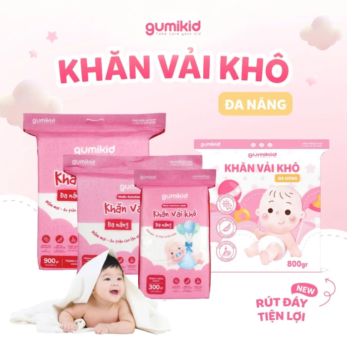 Khăn vải khô Gumi dùng thực tế có tốt cho mẹ và bé 2026?